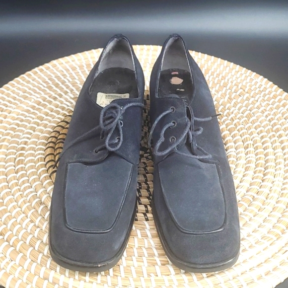 Vintage Aquatalia Suede Shoes Lace-up Block Heel UK 7 US 8.5-9 - Picture 2 of 16